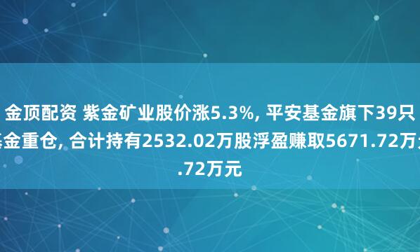 金顶配资 紫金矿业股价涨5.3%, 平安基金旗下39只基金重仓, 合计持有2532.02万股浮盈赚取5671.72万元
